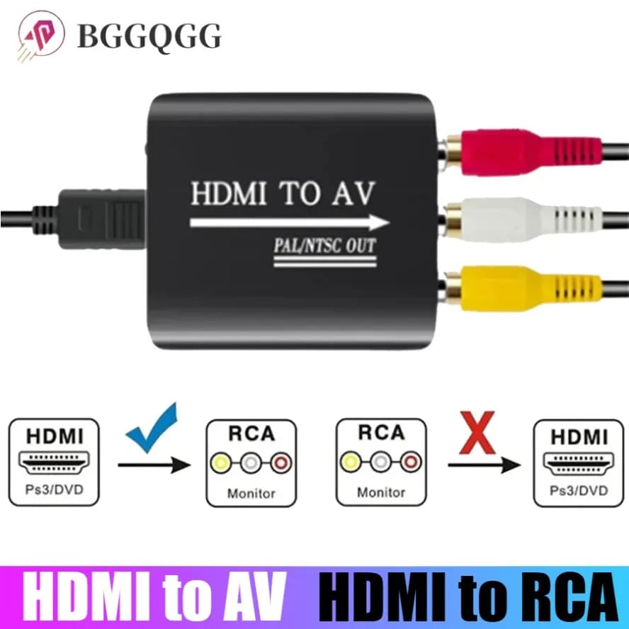 HDMI to RCA AV CVSB L/R Video 1080P Scaler Converter HD HDMI to AV Video Composite Adapter HDMI2AV Support NTSC PAL