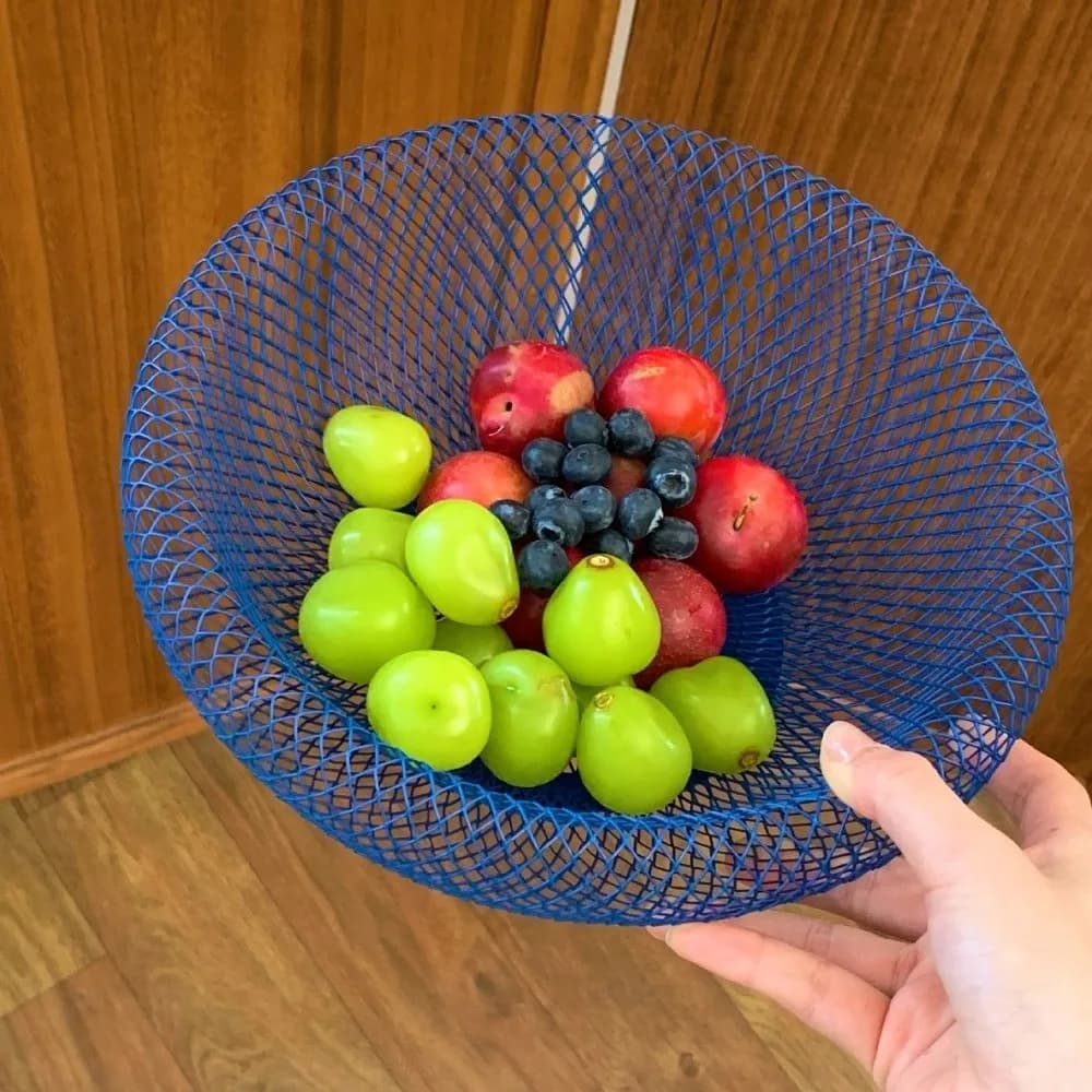 Cesto Rotondo in Ferro Battuto per Frutta, Piatto per Frutta Secca, Grande Cesto a Rete per Snack, Cesto Decorativo in Ferro per Frutta e Verdura, per Picnic
