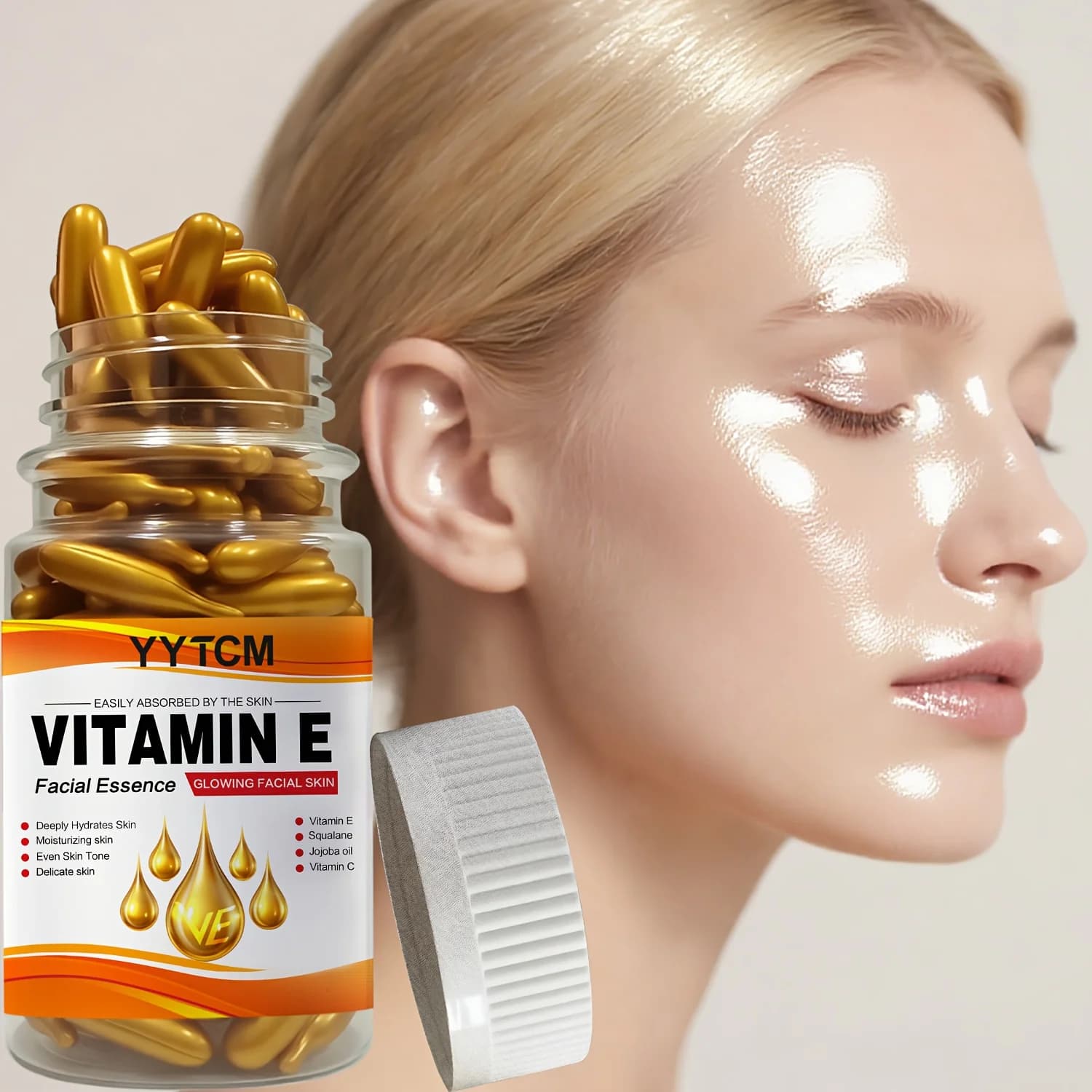 Essence in Hydrating Capsules Deep to Vitamin E, Hydrata and Leviga la Pelle, Contains Vegetal Squalano, Vitamin C, Essence for Deep and Illuminating Hydration (0,4Gx90 Capsules)/Flacone-1 Flacone