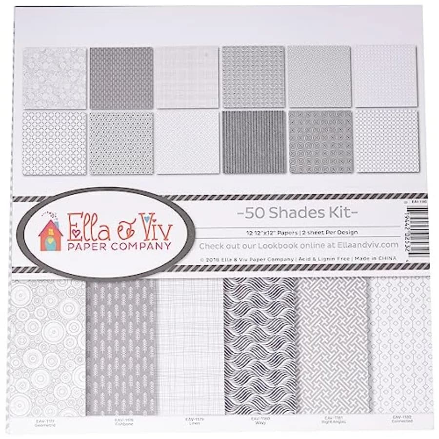 Ella and Viv by ELLLX 50 Shades Scrapbook Collection Kit, Multi Color Palette, 12x12 inches