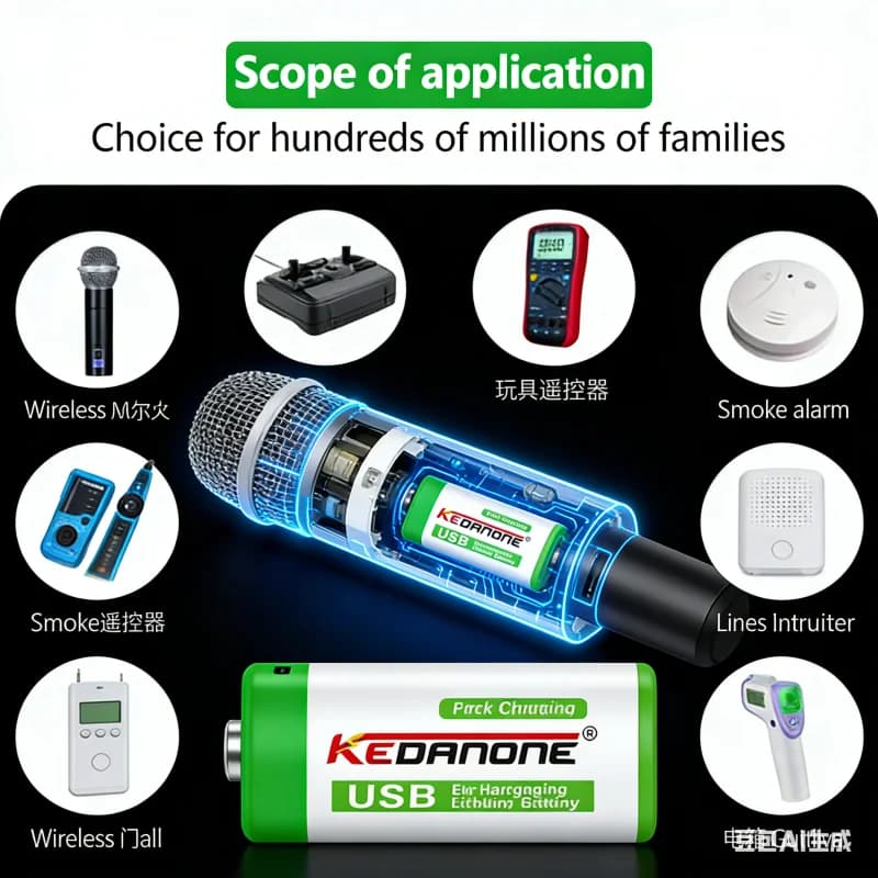 Batteria ricaricabile 9V 6F22 NI-MH 13800mAh per multimetro, microfono, chitarra, metal detector, rilevatore di fumo + cavo di ricarica