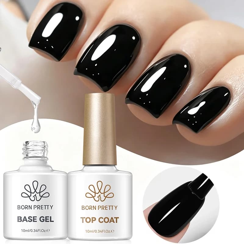 BORN PRETTY Gel Base e Top Coat Super da 10ml per Smalto Gel Semipermanente, Lunga Durata, Soak Off, Gel LED UV