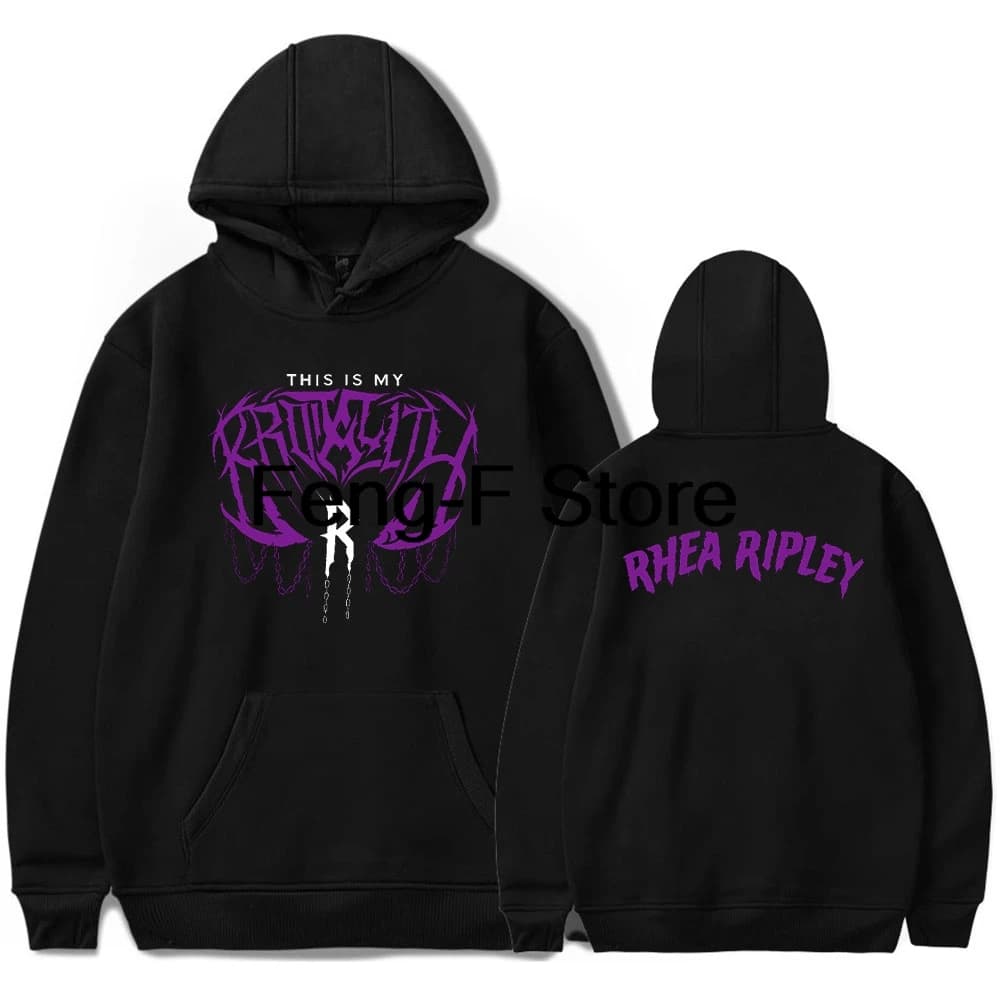 Rhea Ripley Hoodie with Pocket and Cordoncino, Unisex Streetwear with Long Sleeves