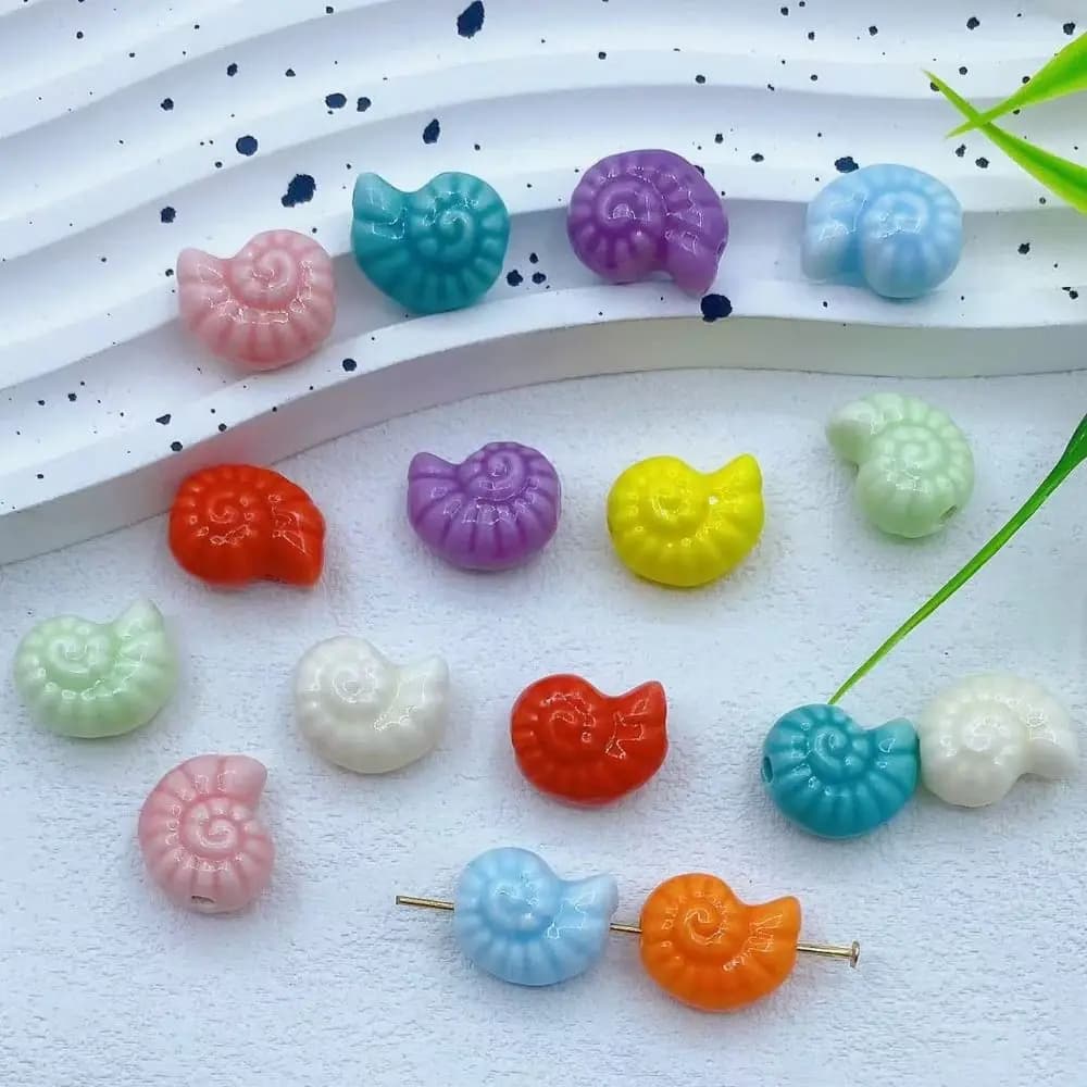 10pcs /bag Handmade Craft Snail Shell Bead Ceramic Fresh Color Ceramic Spacer Loose Beads DIY Accessories Bracelet Making Kit
