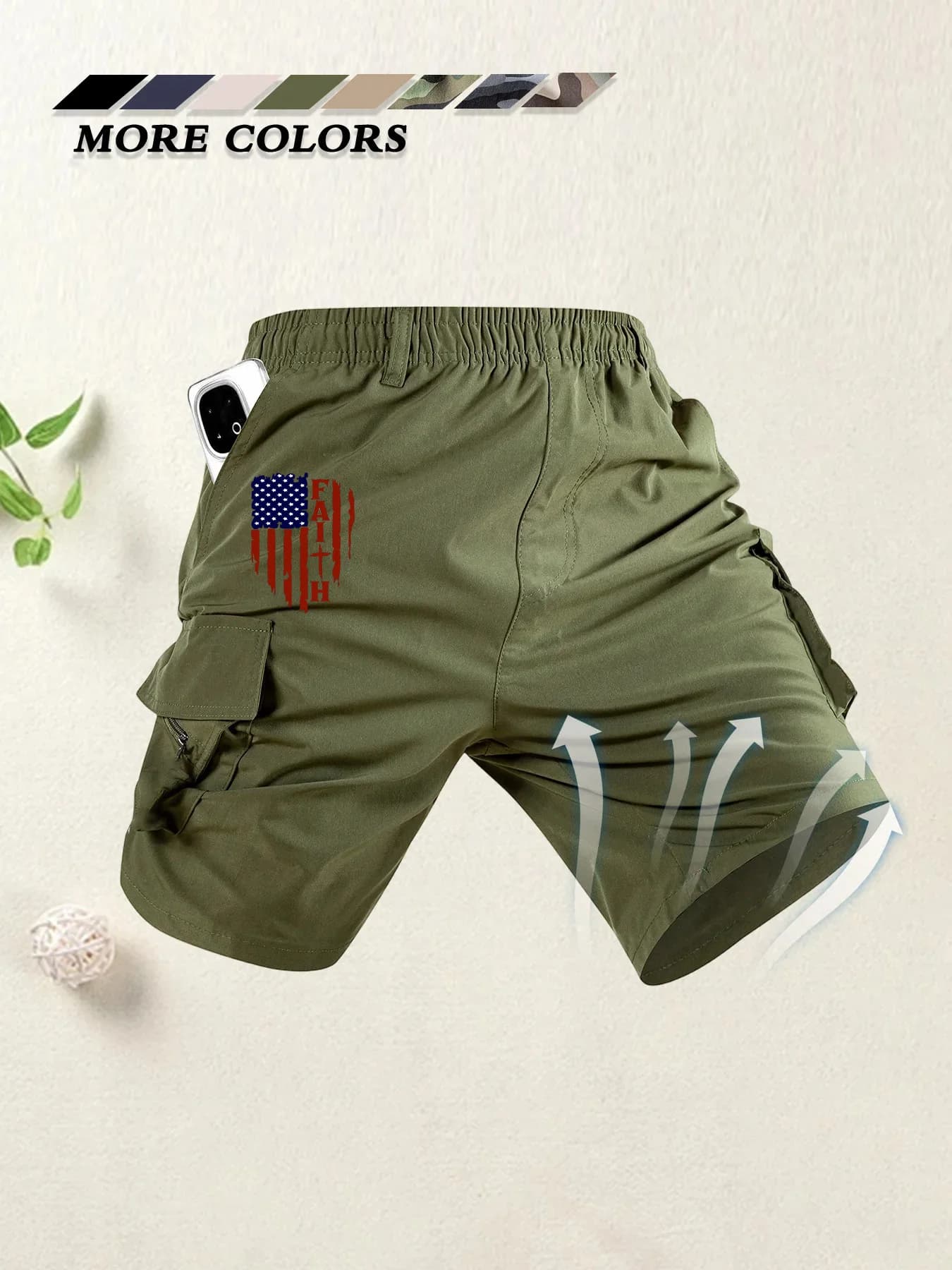 Pantaloncini Cargo con Stampa Bandiera Americana, Shorts Aquila per il Giorno dell'Indipendenza, Pantaloncini Estivi da Lavoro e Campeggio Multi-tasca, Streetwear