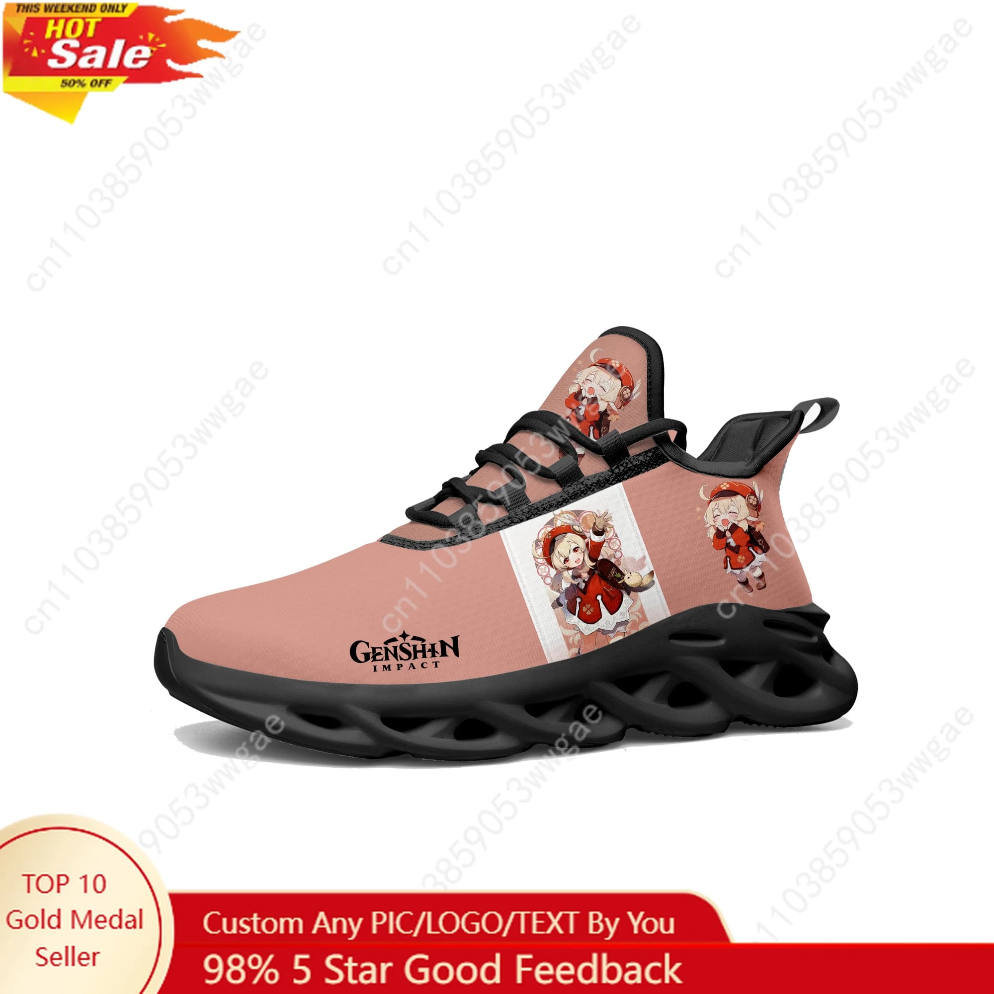 Genshin Klee Lace Net Shoes Flat Sneaker Women's Sports Running Shoes For Men's Sports Sneakers Customized Fashion Fashion Sneakers