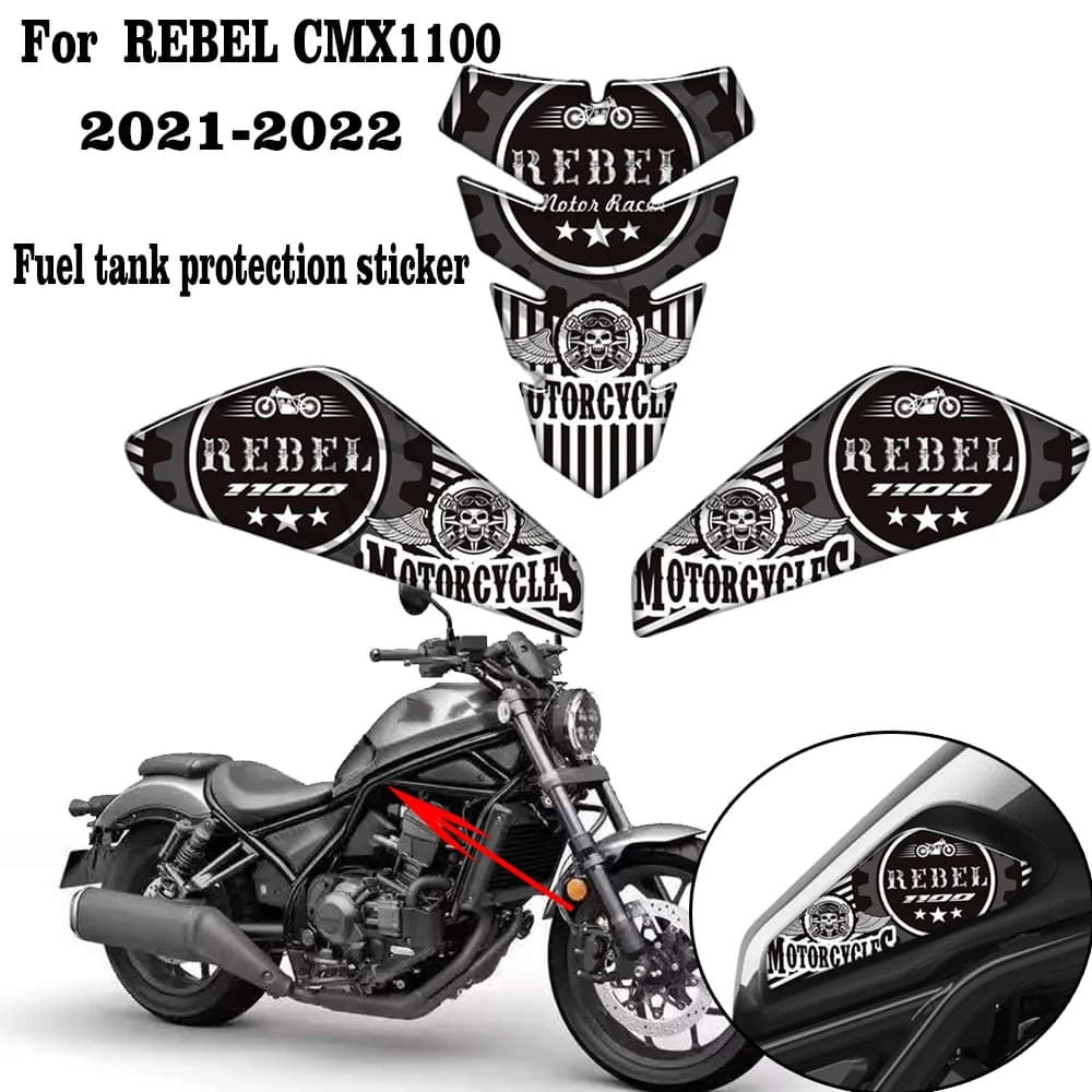 2021 2022 Per Honda REBEL CMX1100 CMX 1100 Moto Olio Combustibile Rilievo del Carro Armato Ginocchio Adesivi Protezione Decal Kit