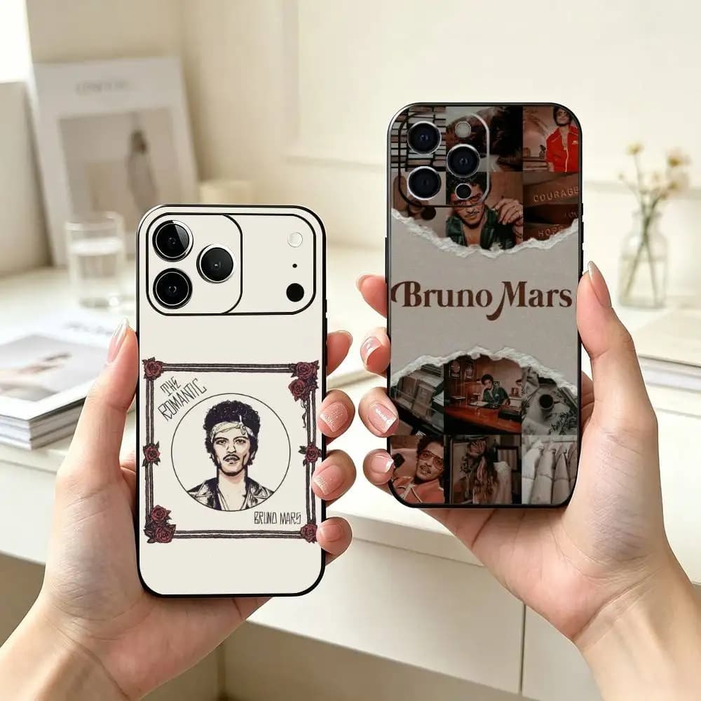 pop singer B-Bruno Mars-s Phone Case For iPhone 17,16,15,14,13,12,11 Plus,Pro Max,XS,Soft Silicone Black Cover