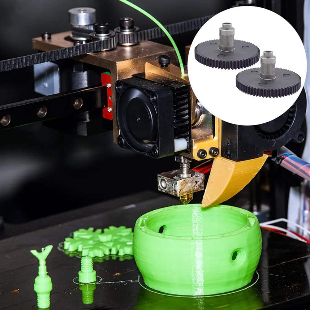 2 Pieces Gear Extruder 3D Printer 3D 66 Denti Metal Extrusion Wheel Double Gear System No 3D Filament