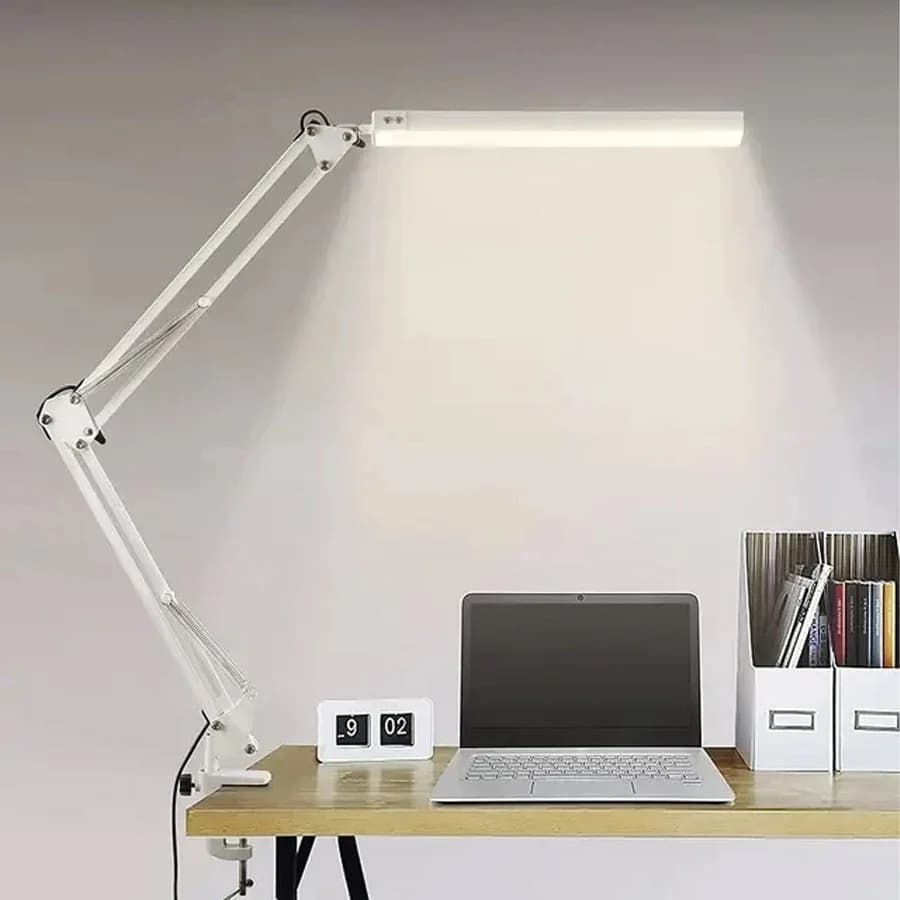 New LED desk lamp with clamp Desk lamp with swing arm Dimmable desk lamp for eye care with 10 brightness levels 3 lighting modes