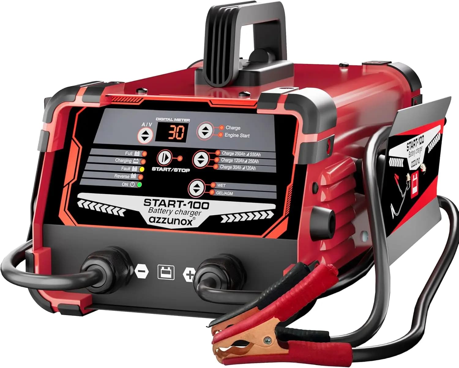Caricabatterie e Avviatore d'Emergenza per Auto 12V/24V, Mantenitore Automatico 0-30A, Avviatore d'Emergenza 130A per Batterie AGM/Gel
