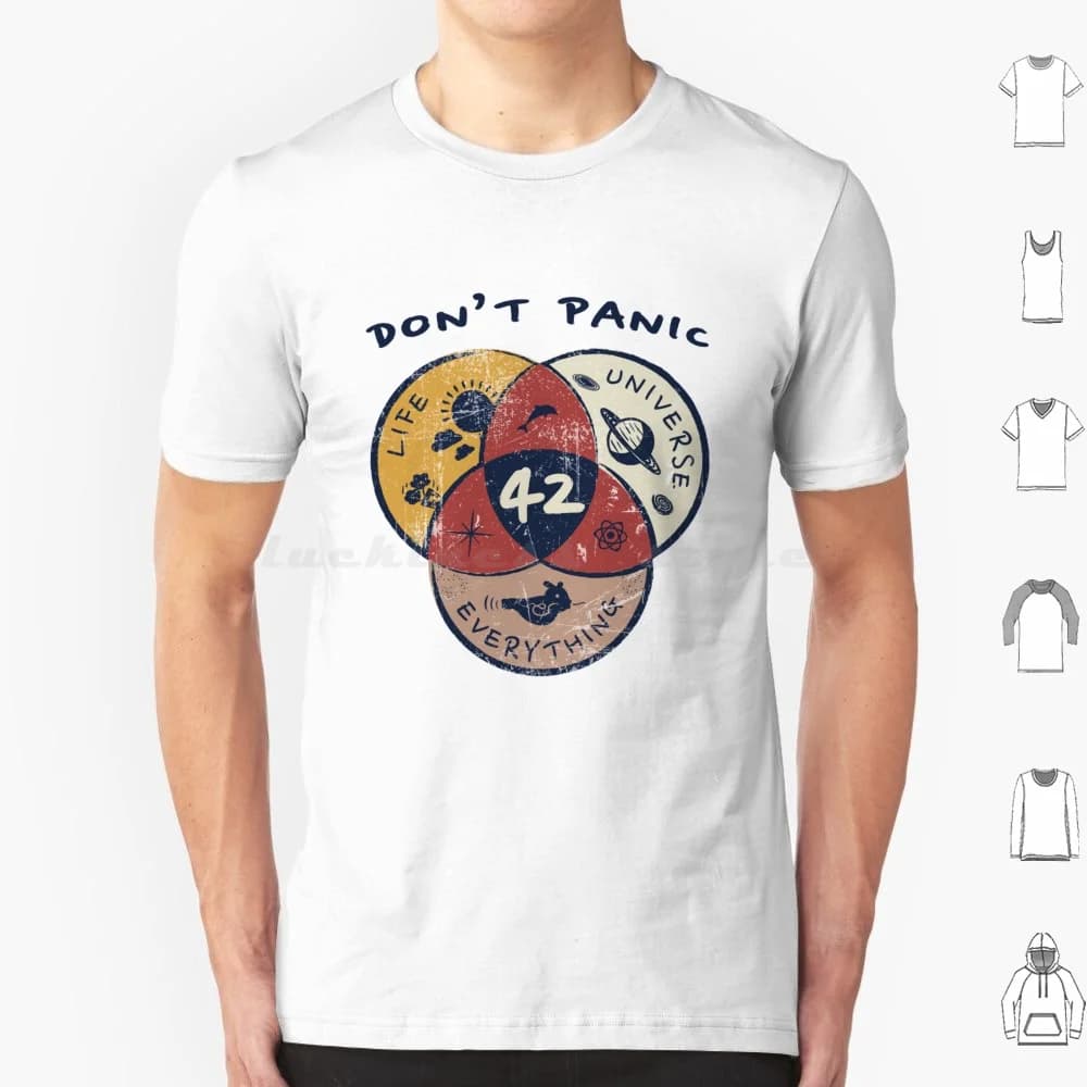 Venn Diagram : Life , The Universe & Everything T Shirt Big Size 100% Cotton 42 Forty Two Forty Two Life Universe Everything