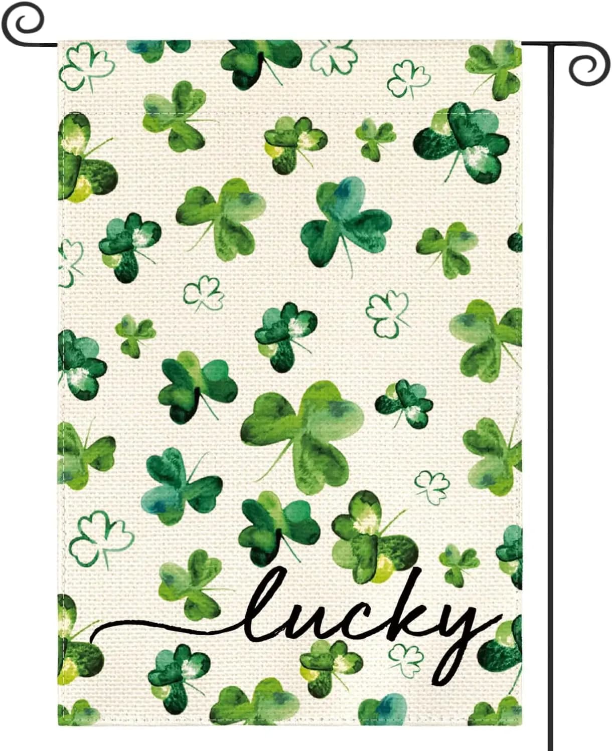 AVOIN colorlife St Patricks Day Lucky Garden Flag 12x18 Inch Double Sided Outside, Watercolor Floral Shamrocks Clovers Yard SSL