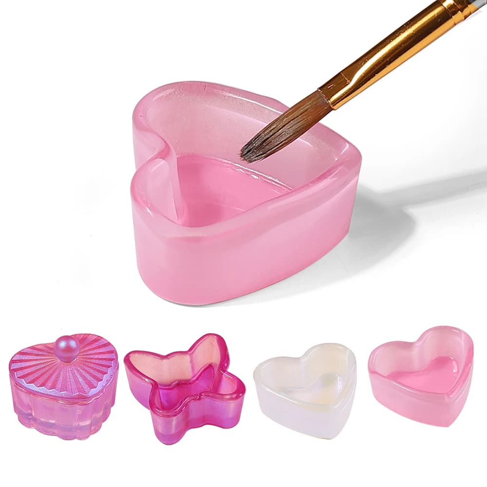 Bicchiere di cristallo Forme multiple Tazza per unghie Polvere acrilica Liquido Dappen Piatto Ciotola Contenitore Attrezzatura Manicure Strumenti per nail art