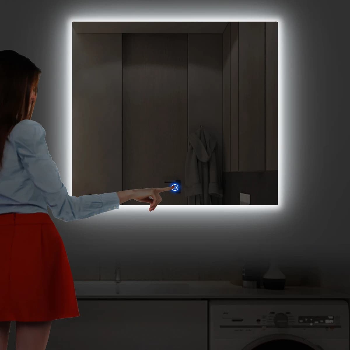 Lampada da parete flessibile illuminazione di sfondo a specchio COB LED Room Decor con DC 12V Touch dimmerabile interruttore wc applique da parete per bagno