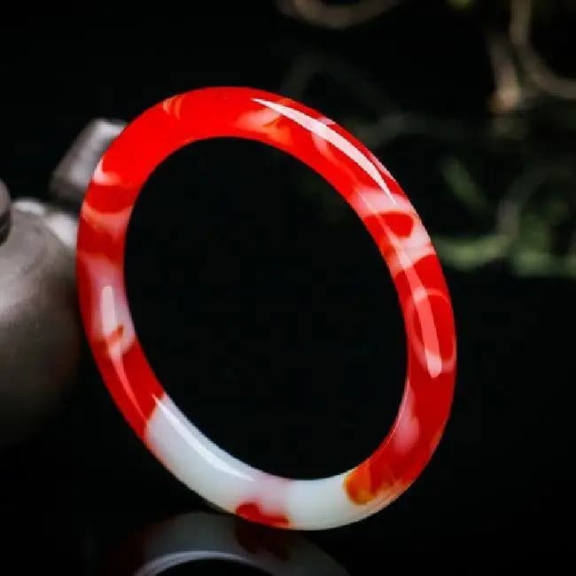 Bracciale da donna in giada color Hetian, pietra di sangue, striscia di bellezza, braccialetto in giada con striscia rotonda