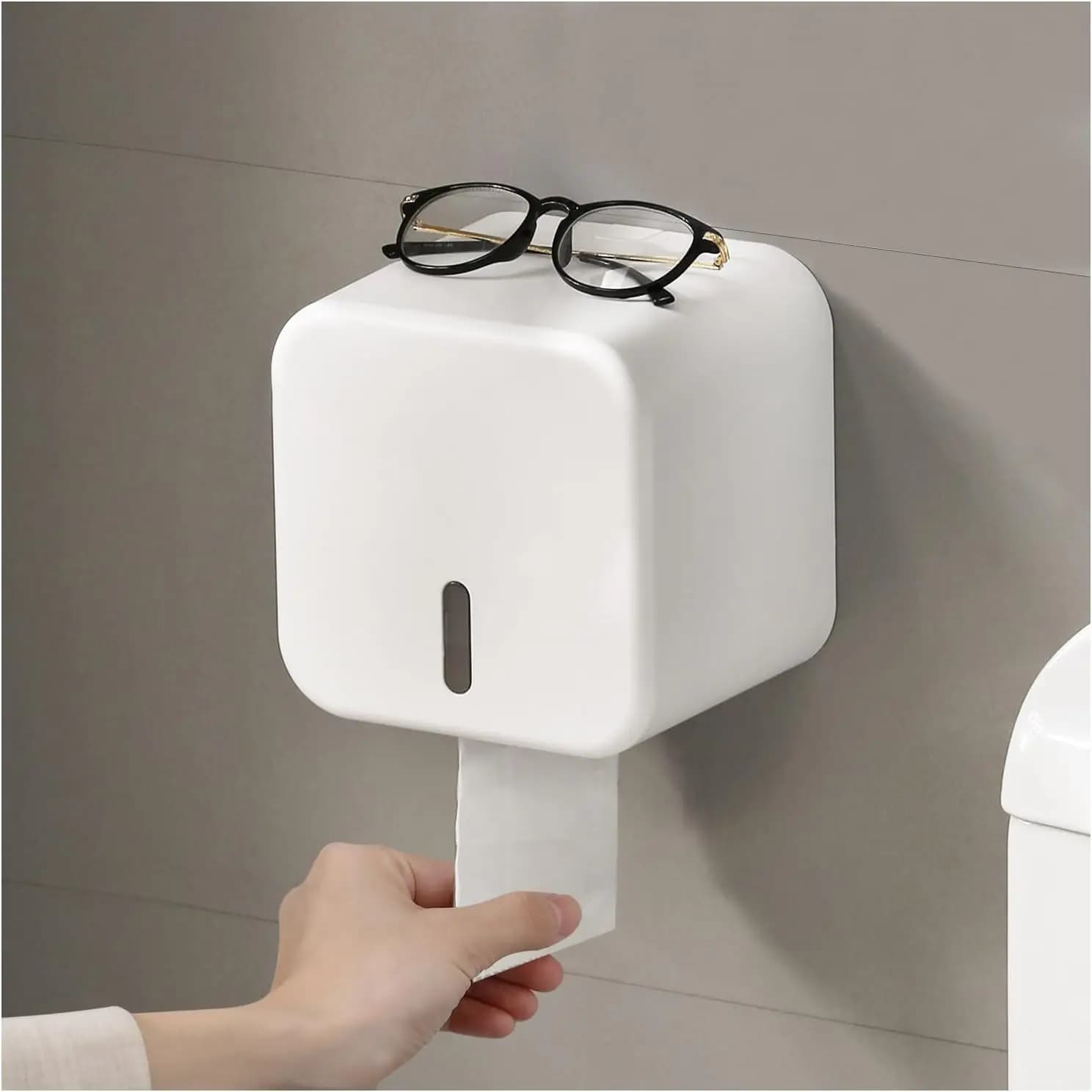 Porta Carta Igienica Autoadesivo da Parete, Senza Foratura, Impermeabile/Antipolvere/Antigatto per Bagno, Camper, Auto, Viaggi (Grande)
