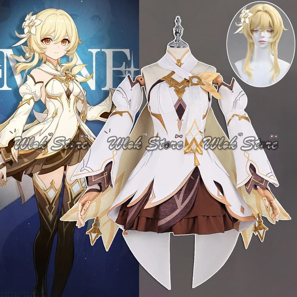 Costume Cosplay Genshin Impact Traveler Lumine: New Skin Dress 'The Sky and Earth Are Renewed' for Woman - Perfect for Halloween Celebrations