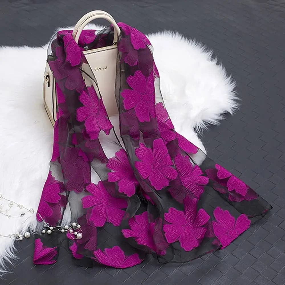 Sciarpa Estiva Leggera in Seta, Morbida e Traspirante, Pashmina in Organza per Donne