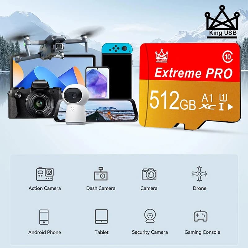 Fast Memory Card 512GB Micro TF SD Card 128GB SD Cards 64GB TF Cards 32GB UHS-II Shockproof for Desktop/Gaming Console/E-Reader