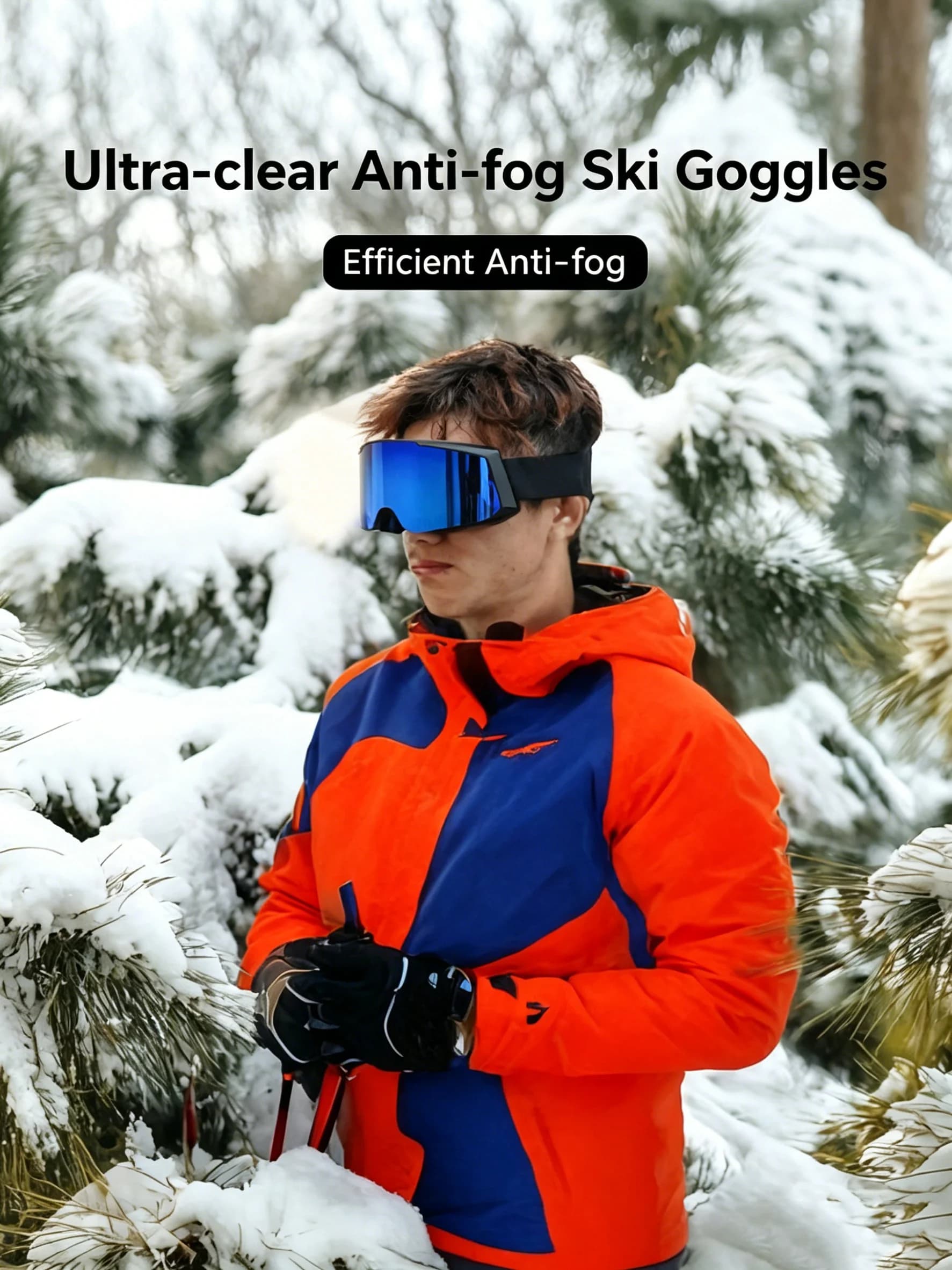 Unisex Wide-View Cylindrical Ski Goggles for Men, Compatible with Prescription Eyeglasses Frames, Double-Layer Vacuum Anti-Fog Outdoor Cycling and Mountaineering Snow Goggles