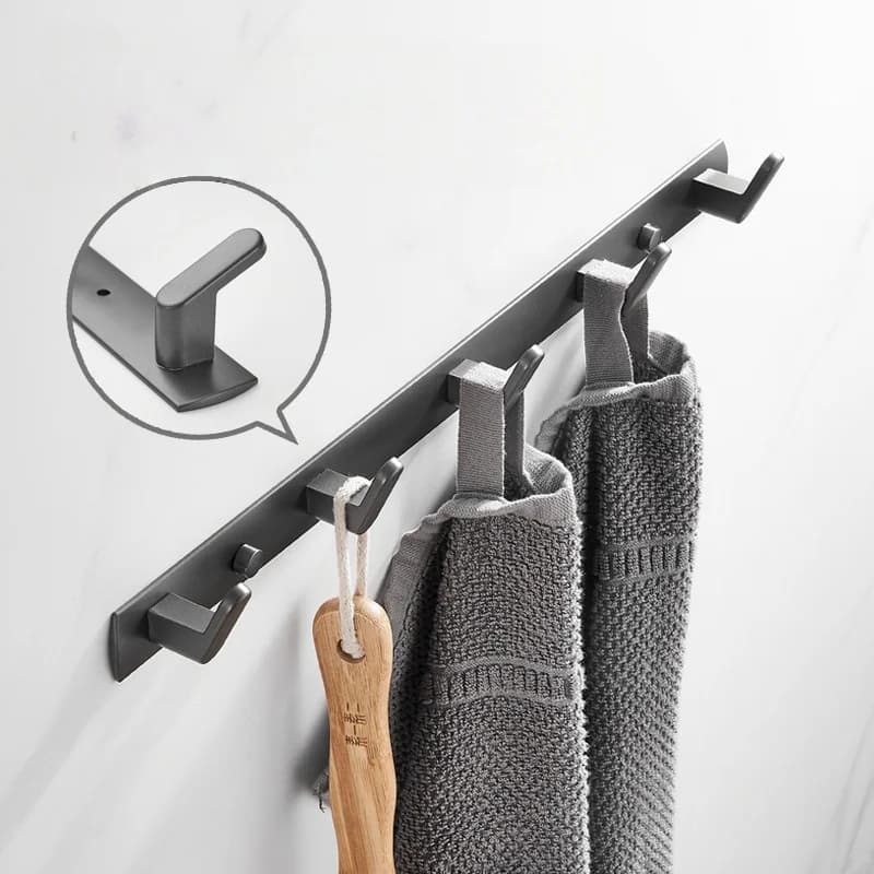 Gancio per accappatoio da bagno grigio Ganci per asciugamani da parete Gancio per asciugamano da cucina Gancio per vestiti in alluminio spazzolato oro chiave per cappello