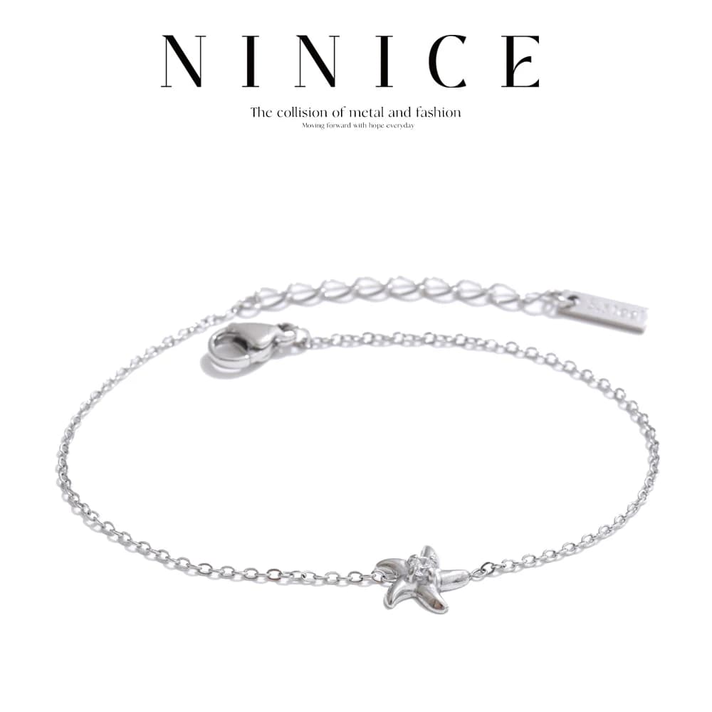 NiNice Bracciali in acciaio inossidabile Gioielli Donna Stella marina Collana Orecchini Set Zirconia Fashion Design Regalo Nuovo