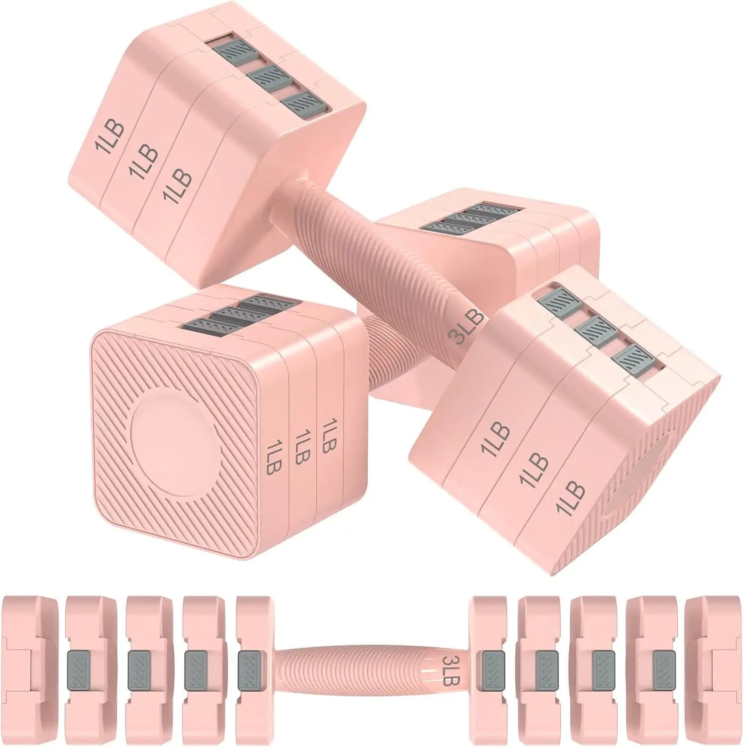 Adjustable dumbbell set with 5 weight levels for full body workout at home