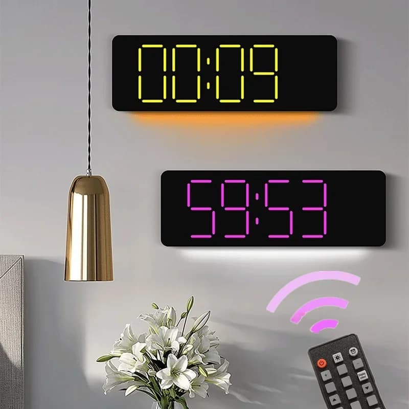 Sveglia digitale grande da 13 pollici con telecomando 11 colori e display RGB dinamico LED orologi da parete per ambienti multicolori arredamento della camera