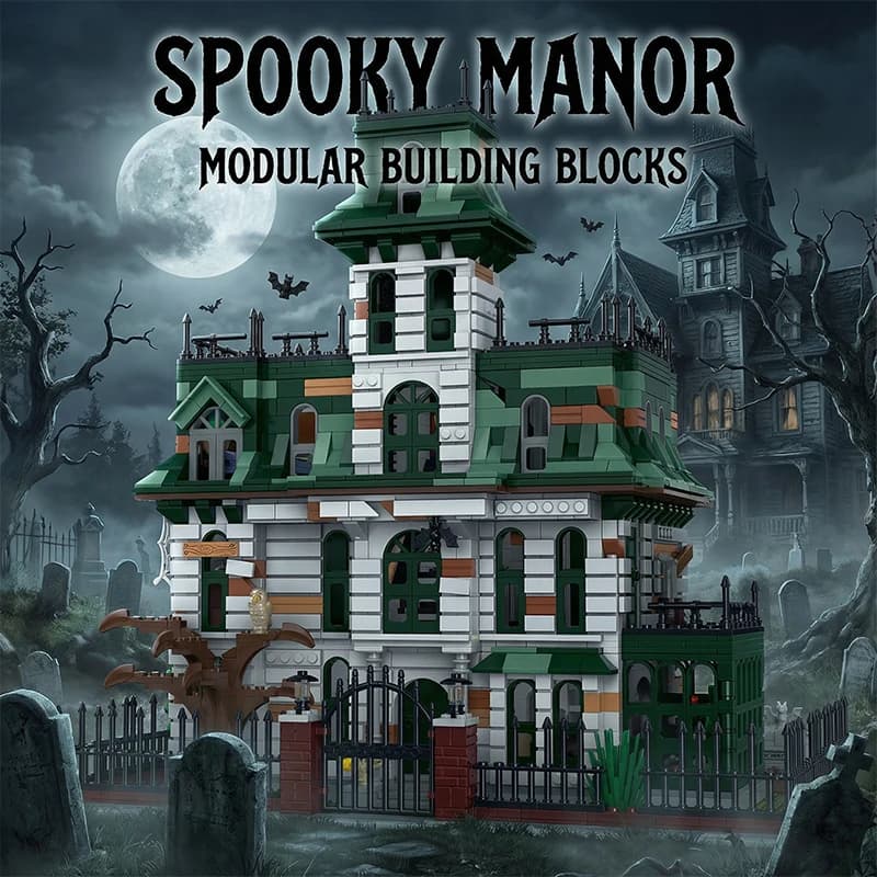 Addams Spooky Manor Building Blocks Wednesday Horror Nightmare Castle Modular Building Model Toys for Adults Gift Home Decortion
