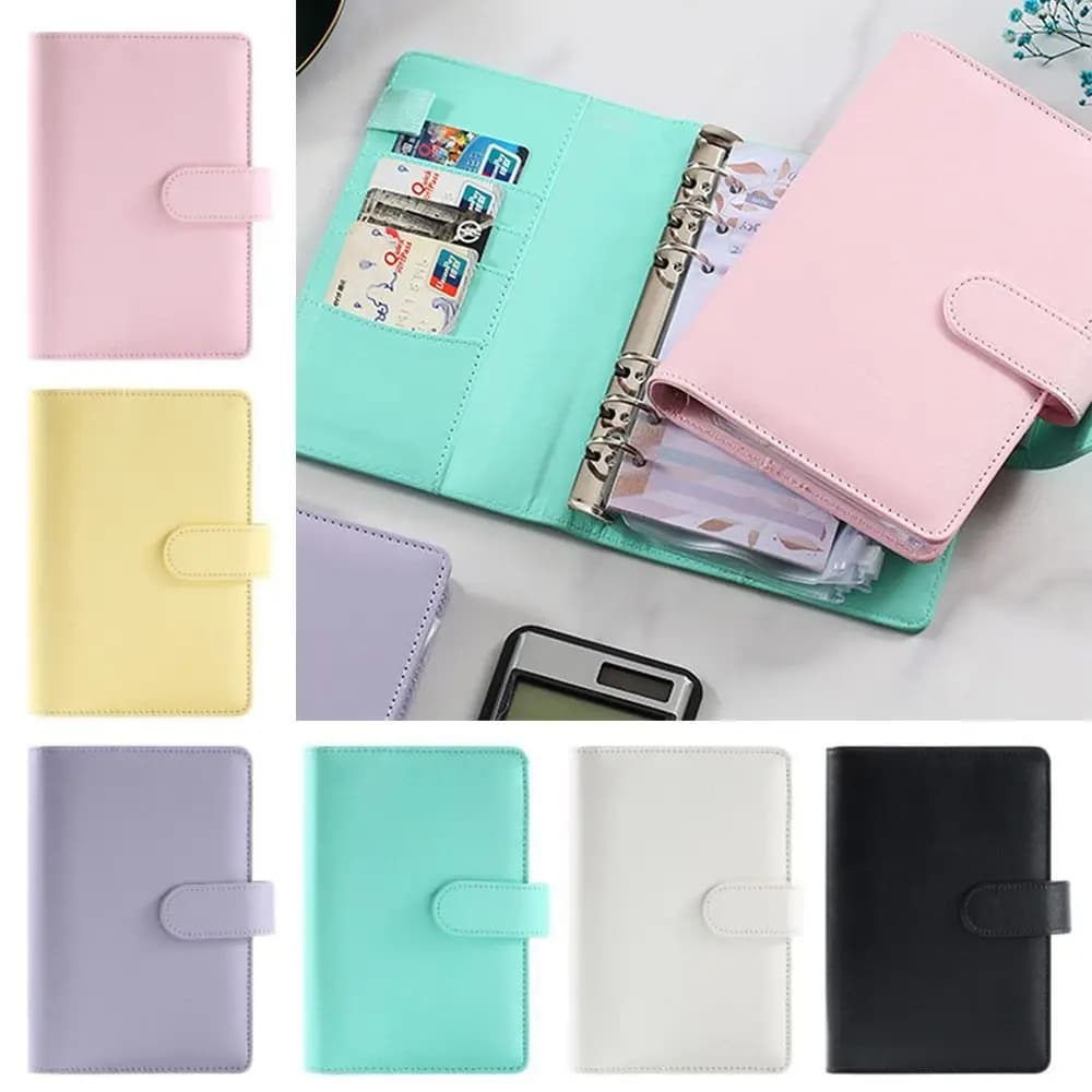 Portable A6 Cash Budget Binde PU with Magnetic Buckle Closure Money Budget Planner Binder With Zipper Envelopes Notebook Binder