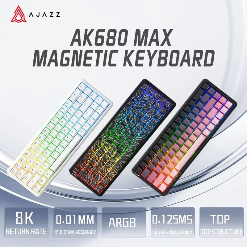 Tastiera Meccanica AJAZZ AK680 MAX con Switch Magnetici, Tastiera da Gaming 65% con Rapid Trigger 0.01mm, 8K ARGB HE/TMR, Tastiera Personalizzabile