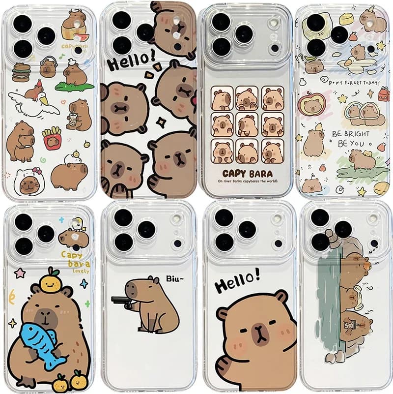 Pretty Cute Capybara Phone Case For Iphone 17 16 Pro Max 17 Air 15 14 12 13 11 Pro Max X13 Mini 16e 15 Plus Silicone Casing