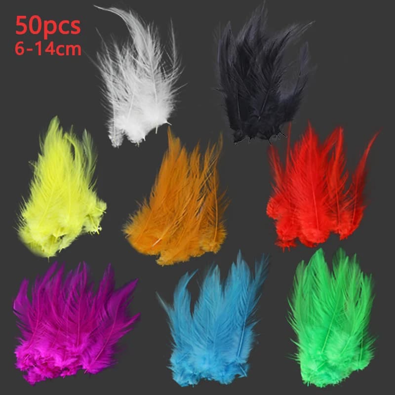6-14cm Hackle Feathers Trim 50pcs Long Plumas Chicken Decoration For Crafts Massage Dreamcatcher Making Carnival Piume Pheasant