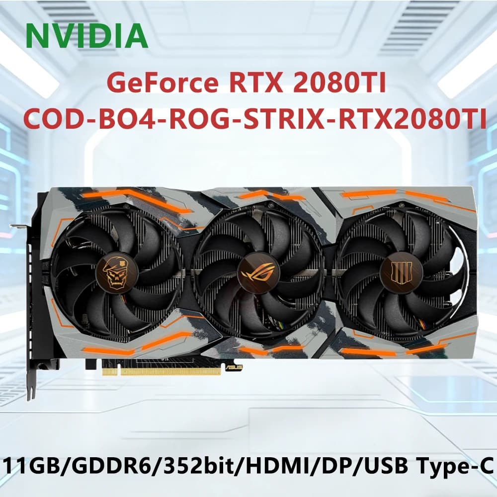 Scheda Grafica ASUS RTX 2080 TI COD BO4 ROG STRIX RTX2080TI 11GB GDDR6 352 bit con HDMI DP USB Type-C e Tripla Ventola per Gaming