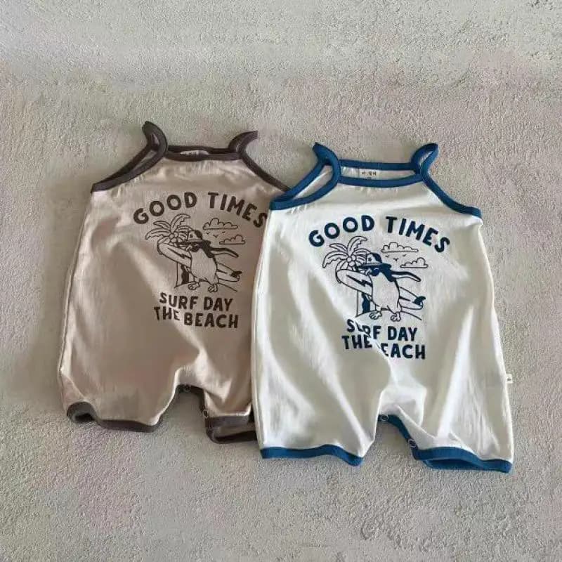 Cute Letter Cartoon Print Neonato senza maniche Sling Pagliaccetto Estate Baby Tuta casual per ragazzo Ragazza Vestiti di cotone per bambini