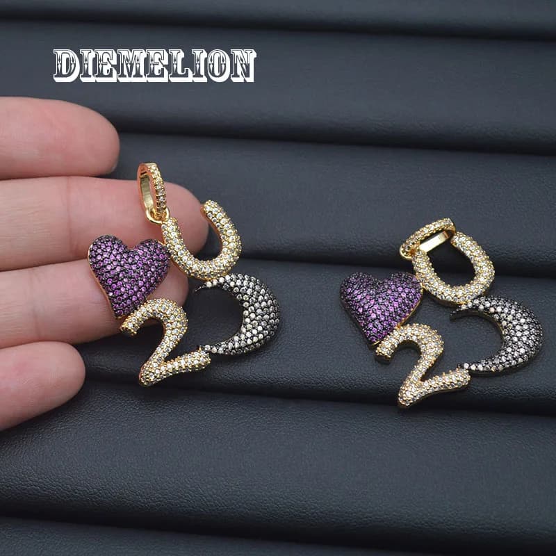 Ciondolo a Cuore in Zirconia Cubica Colorata Insolita per Collane da Donna, Accessori per Creazione di Gioielli