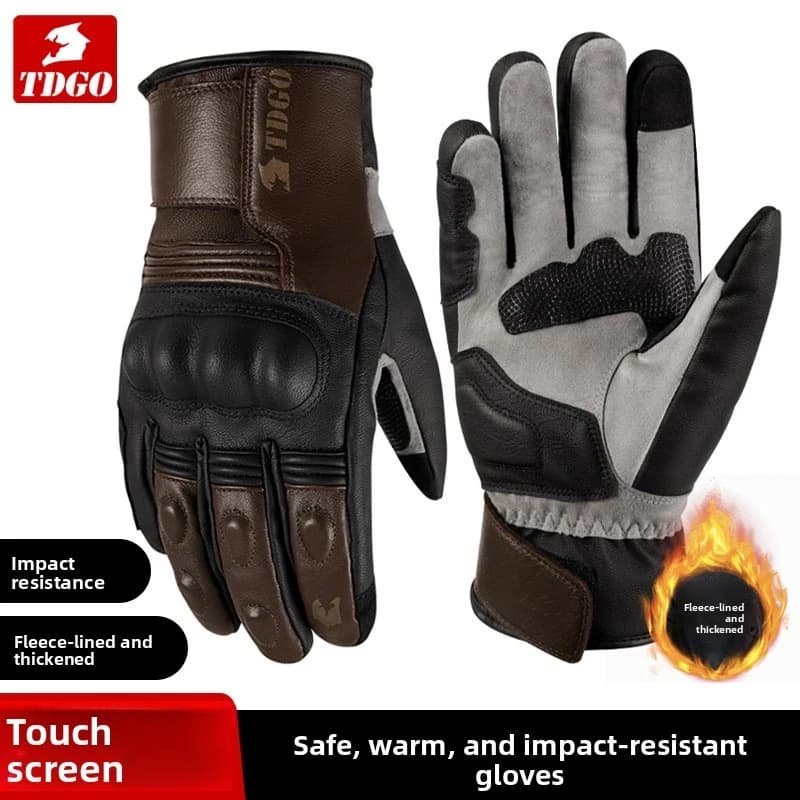 Nuovi Guanti da Ciclismo e Moto Invernali Compatibili con Touchscreen, Caldi, in Pelle di Pecora, Impermeabili, Antifreddo, Antiscivolo per Uomo e Donna
