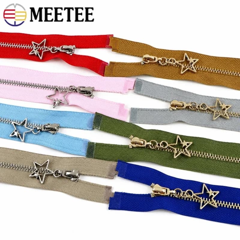 10Pcs 3# Metal Zippers 15-70cm Gold/Sliver Teeth Star Heads Zip Clothes Pocket Repair Zips DIY Bag Sewing Hardware Accessories