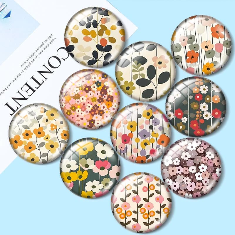 Retro Floral12/18/20/25mm glass cabochon bracelet pendant rings for jewelry demo earrings back Making findings