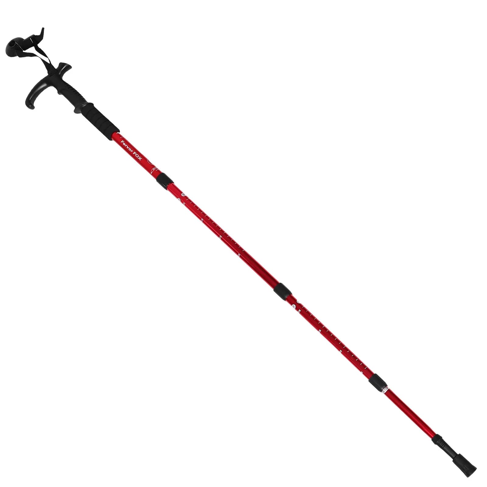 4 Sections Adjustable Aluminum Trekking Stick with Curved Handle and Urti Absorption, Foldable Wallet for Hiking