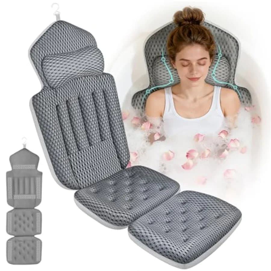 Upgraded Full Body Bath Pillow for BathtubLuxury Thick Bath Cushion for Soaking Tub with 192 Suction Cups Full Body Bathtub Pil