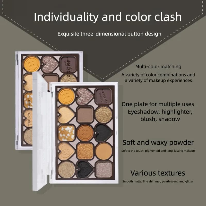 Palette Ombretti 15 Colori: Effetto Opaco, Perlescente, Scintillante Fine, Non Sfaldante, Contouring, Finiture Diverse, Trucco Professionale