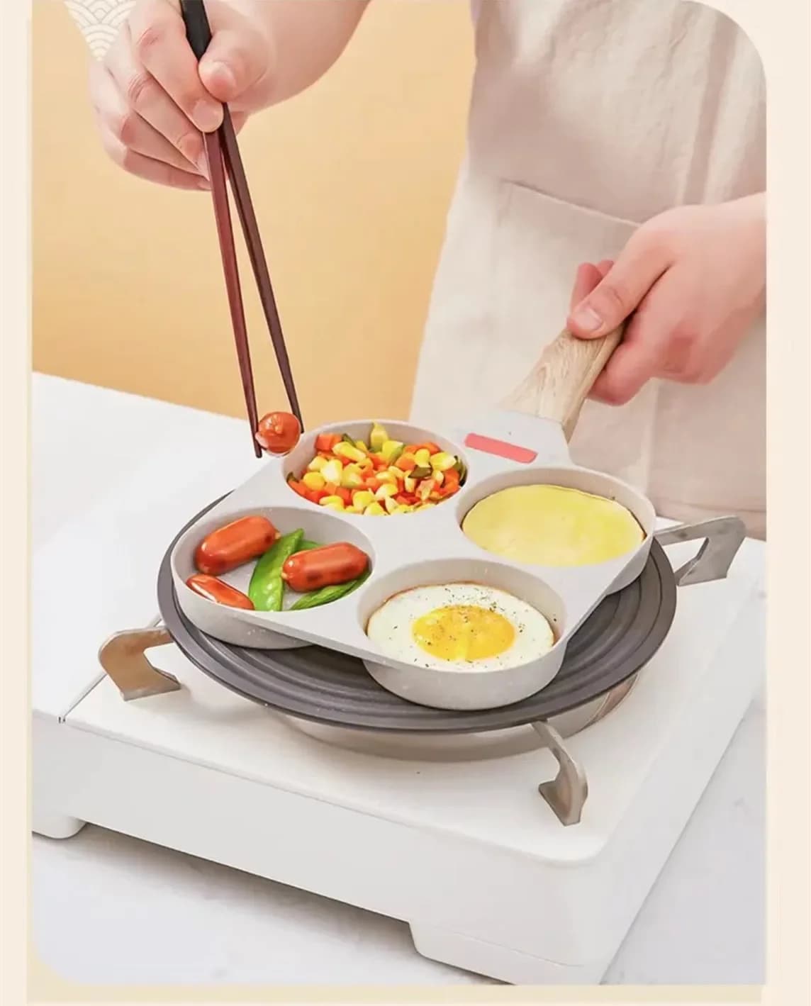 4hole Omelet Pan Frying Pot with Lid Thickened Steak Cooking Pan Bread Breakfast Maker Induction universal Nonstick Egg Pancake
