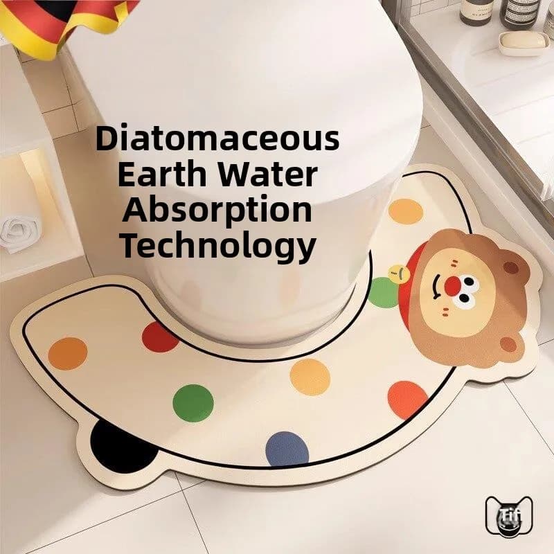 Water Absorbent Bathroom Mat Soft Toilet Cover U-Shaped Floor Rug Toilet Lid Carpet Anti-Slip Cartoon Style Home Decor