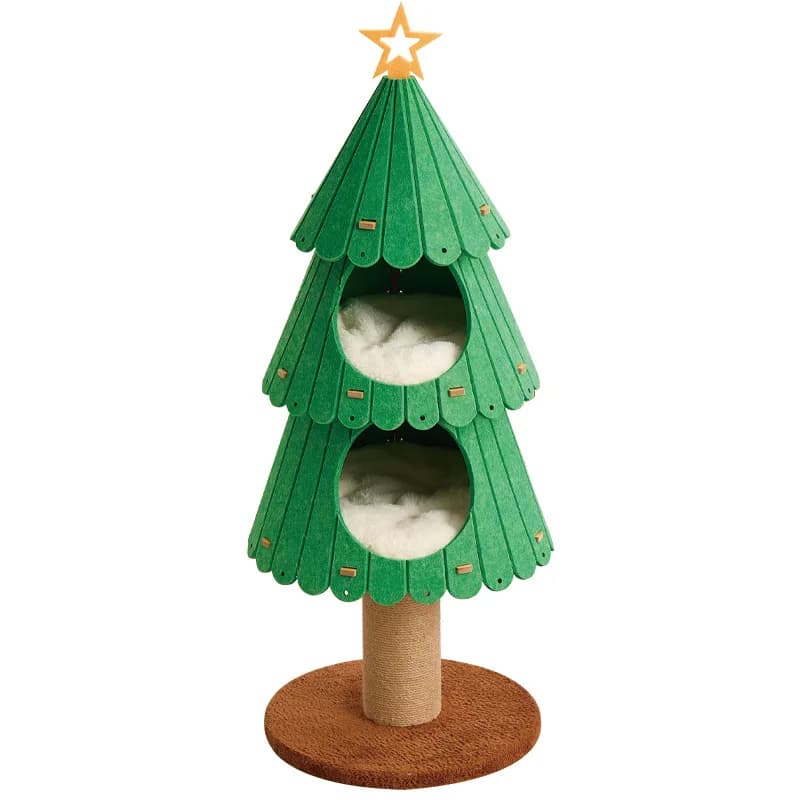 Scalatore per gatti con albero di Natale a 3 livelli - Nido per gatti integrato, giocattolo tiragraffi in sisal e feltro, forniture per animali domestici