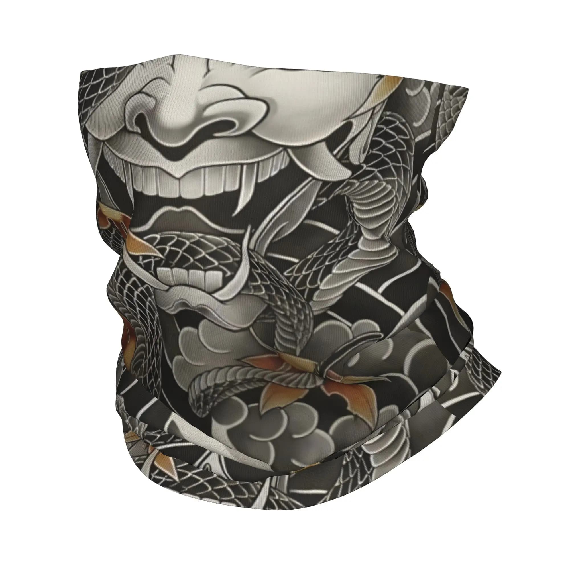 Custom Samurai Oni Demon Bandana Neck Warmer Men Women Winter Ski Tube Scarf Gaiter Scary Ghost Face Cover
