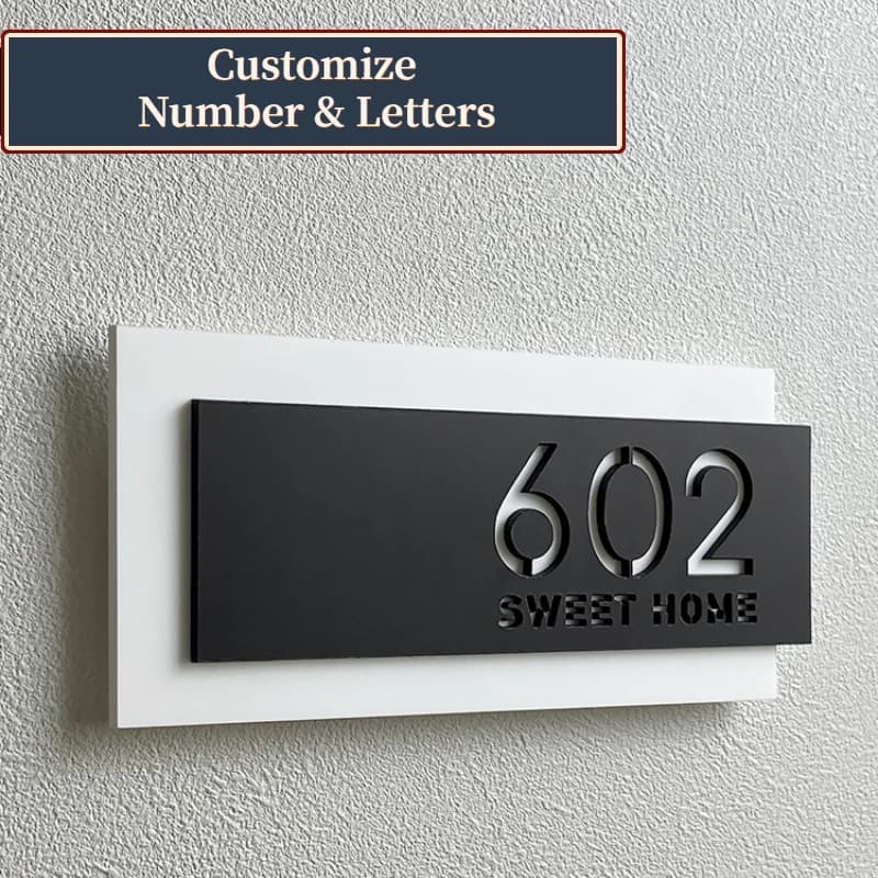 Acrylic Modern Door Plate 3D Laser Cutting Letters Customize House Number Family Name Address For Apartment Villa hotel Shop