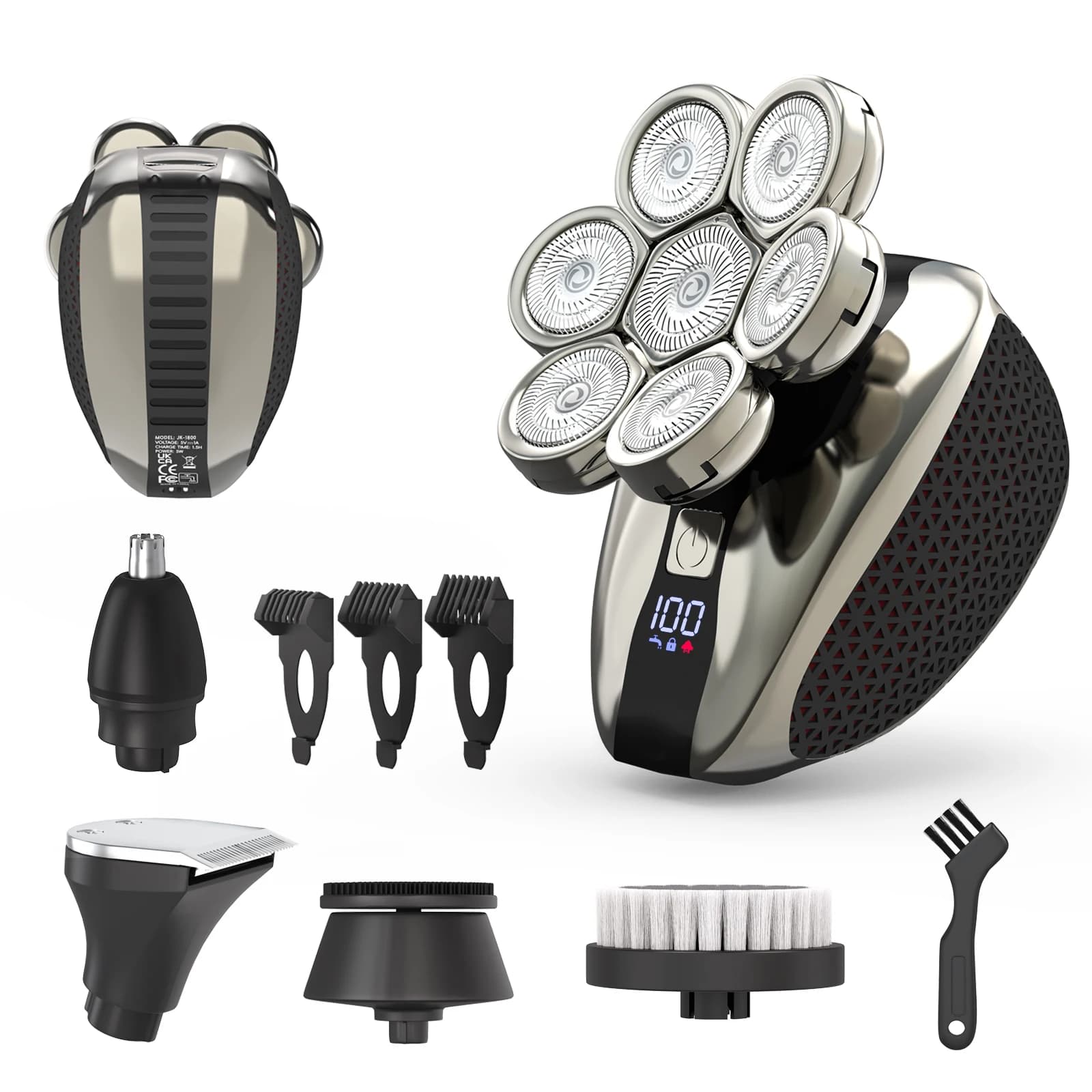 5-in-1 Rasoio Elettrico Rasoio 7D Galleggiante Testa di Taglio Impermeabile Barba Tagliacapelli Testa Rasoi Kit Rasoio Ricaricabile Per Gli Uomini