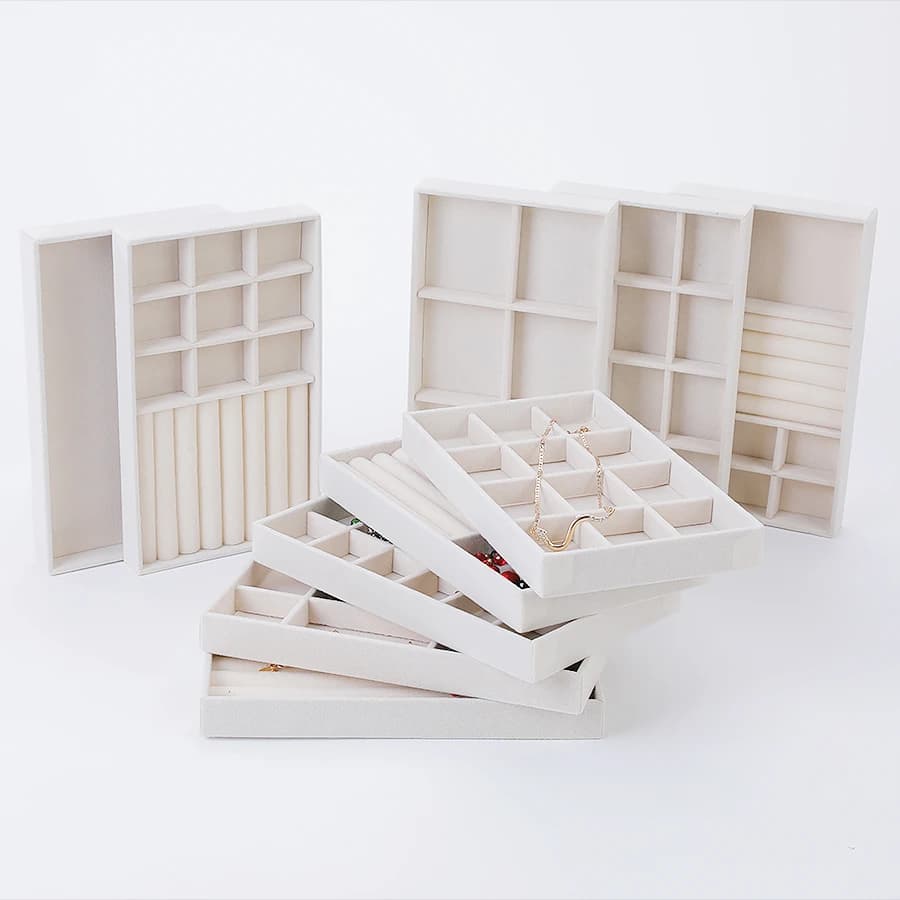 1 piece, jewelry tray with flogged jewelry box, color: beige 2030